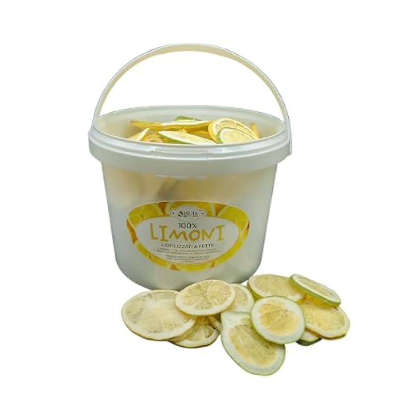 Limoni freschi liofilizzati 100% italiani - limoni per cocktail professionali - confezione large da 3 litri - frutta secca di alta qualità - senza aggiunta di zuccheri.circa 130 fette