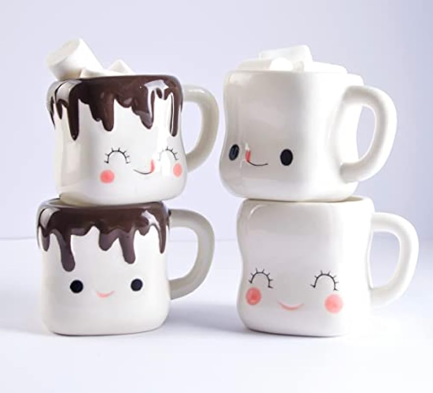 Ursa - Set di tazze in ceramica con motivo Marshmallow,