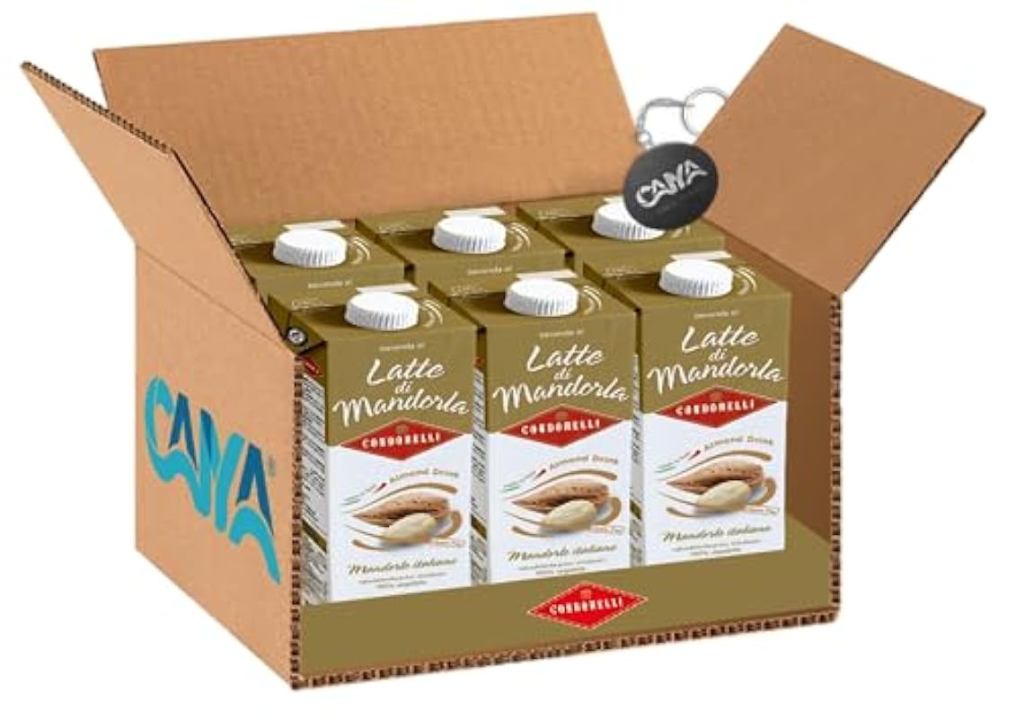 6X Condorelli Bevanda al Latte di Mandorla Classico con Mandorle Italiane Brik 1000ml - Senza Lattosio [CAIYA® BOX da 6 Confezioni]