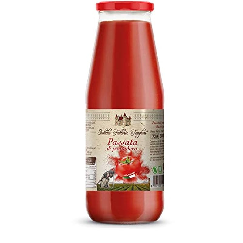Passata di Pomodoro | Templari | 12 Bottiglie di Sugo da 680 Gr | Gluten Free | Agricoltura Biologica | Certificato Eccellenze Alimentari | Pomodori Cilento Piana del Sele