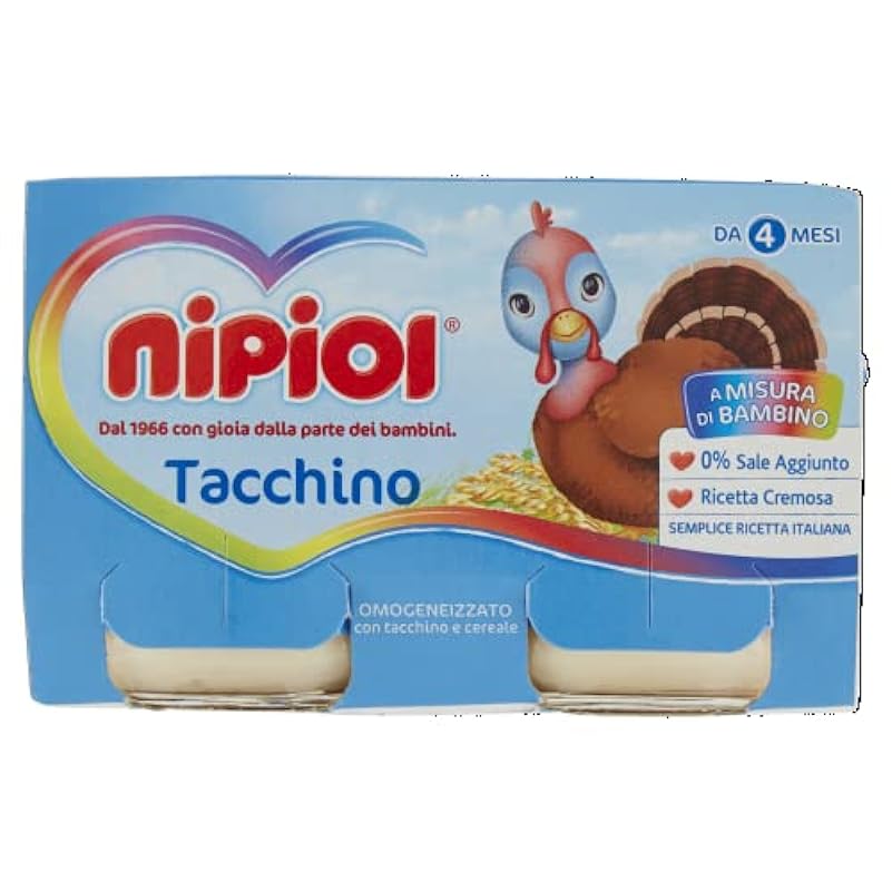 Nipiol Omogeneizzato Tacchino - 2x120 g, 12 Confezioni