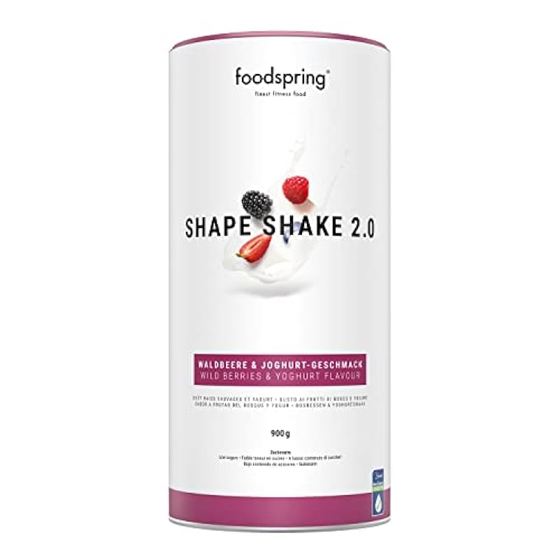 foodspring Shape Shake 2.0 Yogurt ai Frutti di Bosco - Sostituto pasto completo per il controllo del peso con proteine premium, solo 209 kcal per porzione, senza glutine - 900g
