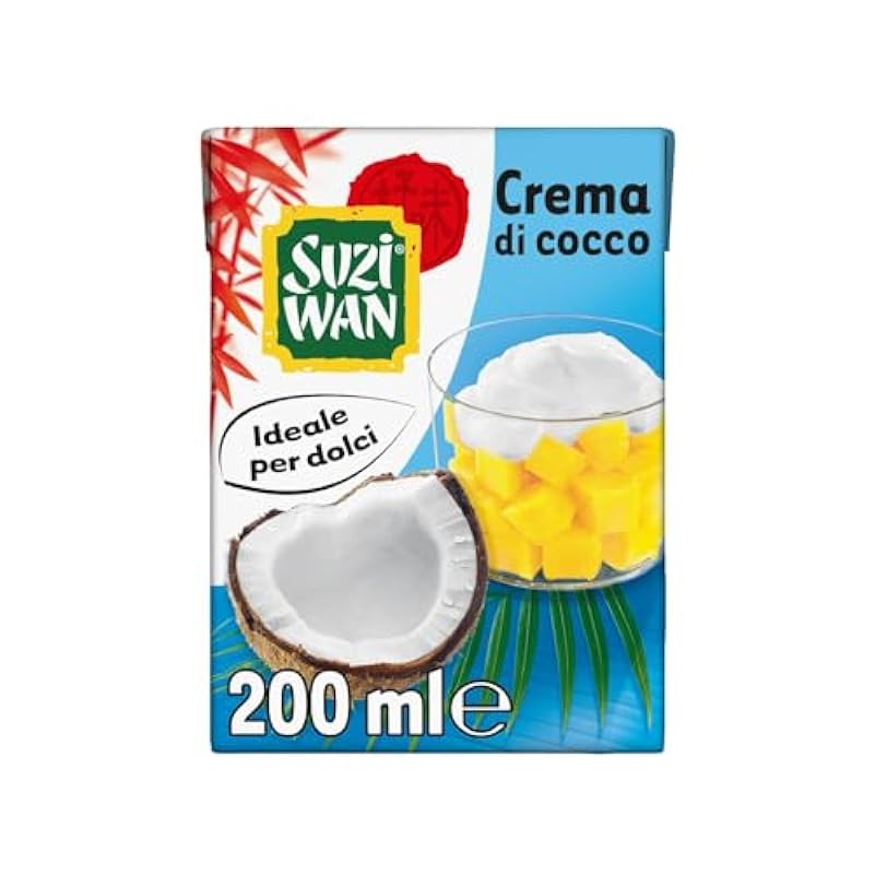 Suzi Wan Crema di Cocco, Ideale per piatti tipici Asiatici e non solo, 12 pratiche confezioni da 200ml ognuna