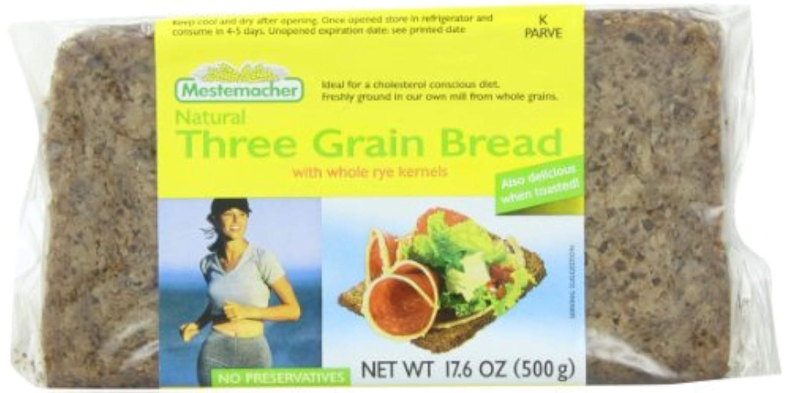 Mestemacher Bread Three Grain, 17.6-Ounce (Pack of 6)