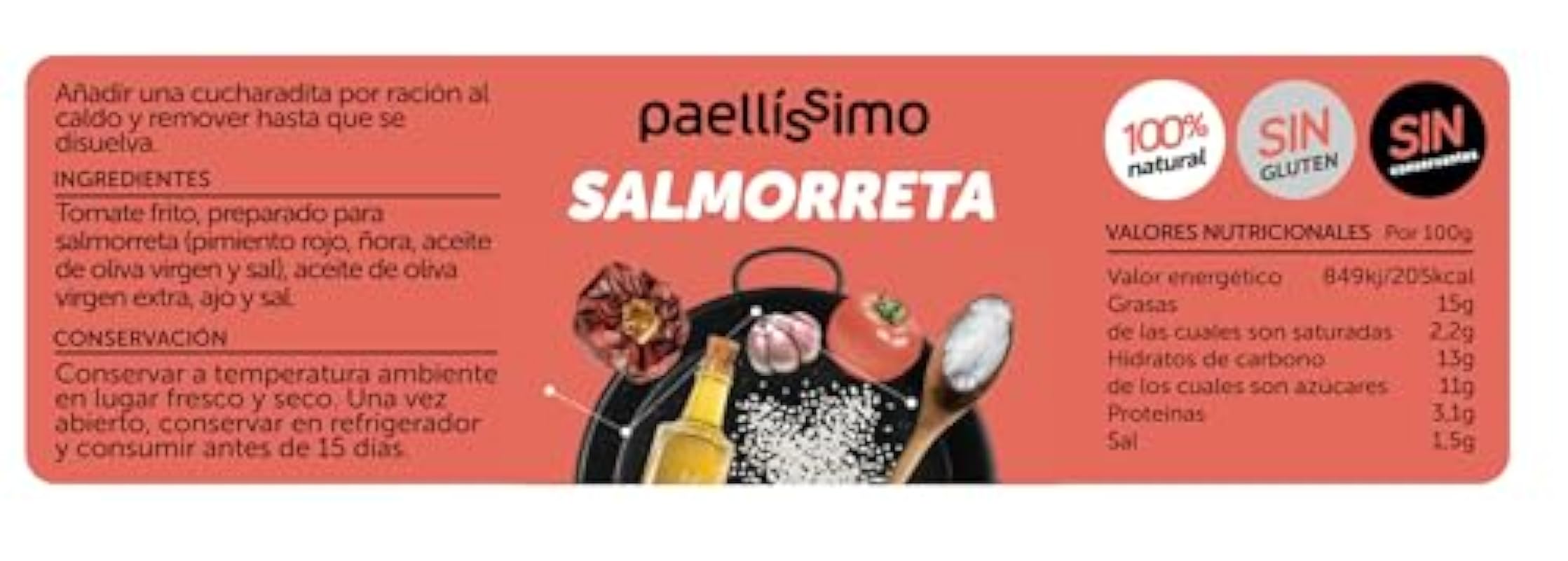 Paellissimo - Salmorreta per Paella, Salmorreta Alicantina, Salsa Salmorretta, Sofrito per Potenziare il Gusto delle tue Paelle, Risi, Fideuás e Stufa - 4 Vasetti da 110 gr (22 porzioni per vaso)