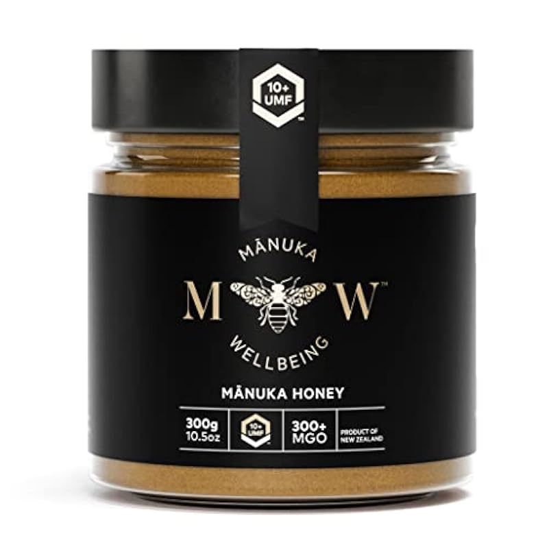 WELLBEING vero miele di Manuka MGO 300+ | UMF 10+ (300g) in vasetto | prodotto, confezionato e certificato MGO in Nuova Zelanda | Puro al 100%.