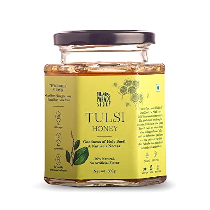 The Pahadi Story Tulsi Honey 300gm, Raw and Unfiltered 