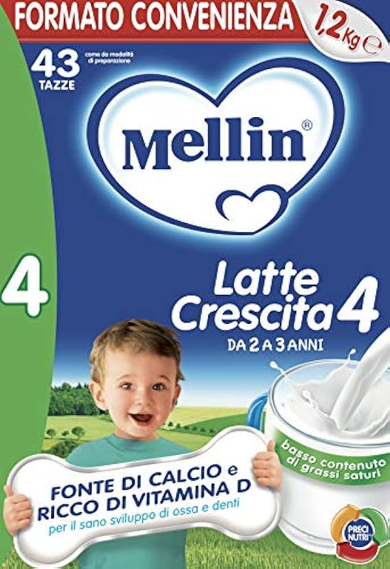 Mellin 4 Latte di Crescita in Polvere - 3 Confezioni da 1,2kg