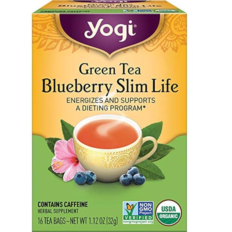 Yogi Blueberry Slim Life Green Tea, 16 Tea Bags (Pack of 6)
