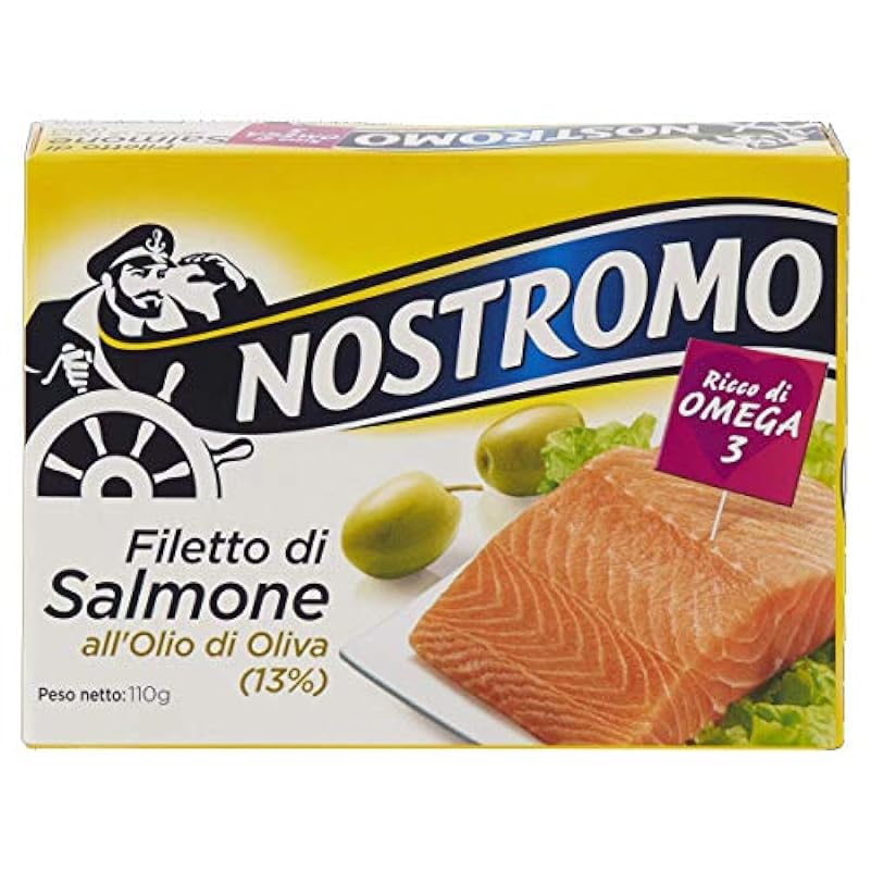 Nostromo - Filetto di Salmone all´olio di oliva, 10 lattine da 110gr. Ricco di Omega 3, senza conservanti.