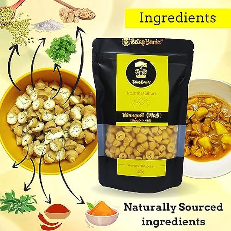 Being Bania Homemade Rajasthani Mangodi/Mungori Wadi/Badi 500 gm, Hand Made, Made with Premium Moong Daal, Rich in Protein, No Added Preservatives, Ready to Cook
