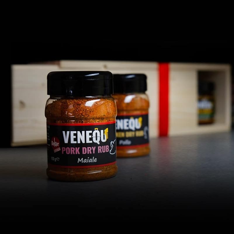 VENEQU BBQ GIFT BOX #3 | Cassetta Gourmet (150gr x 4 RUBs) Made in Italy | 1 x Pork Rub, 1 x Chicken Rub, 1 x Beef Rub e 1 x Fish Rub