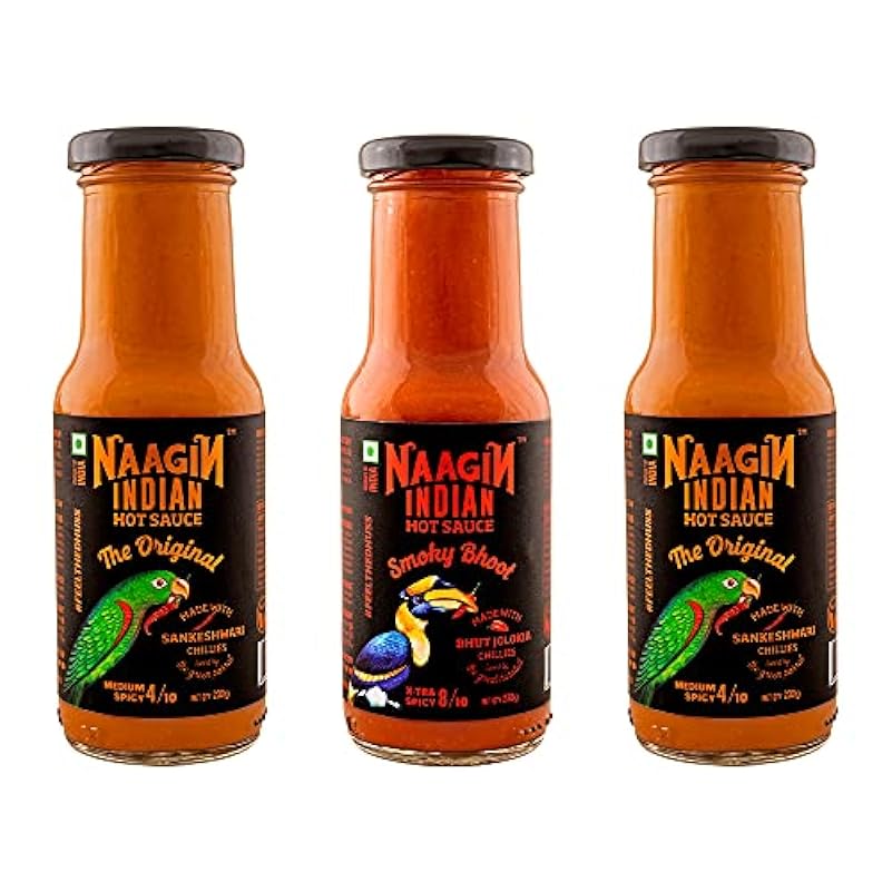 NAAGIN Indian Hot Sauce Combo (Original x 2, Bhoot x 1)