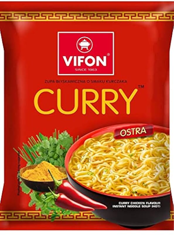 SPICEHUB Vifon - Tagliatelle di pollo al curry, confezione multipla da 24, adatte per vegetariani